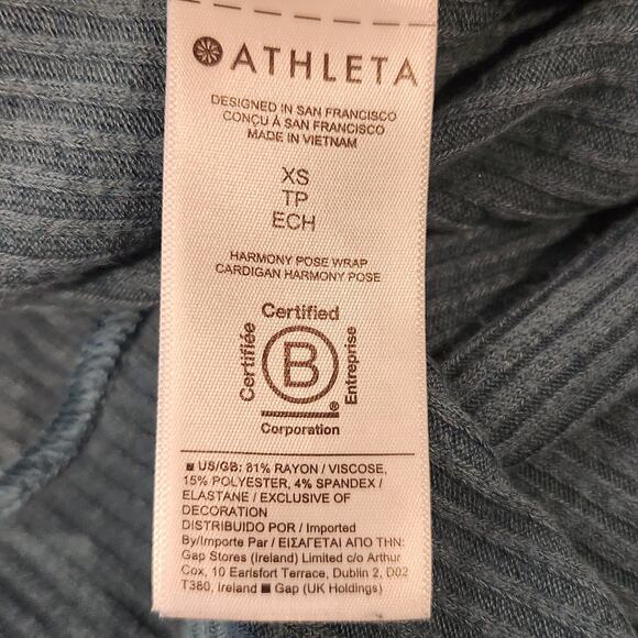 Athleta Teal Harmony Pose Wrap Open Hooded Cardigan Size XS Oversized Pockets - Picture 6 of 11